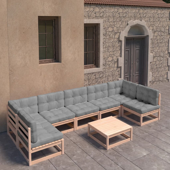 8-tlg. Garten-Lounge-Set mit Kissen Kiefer Massivholz