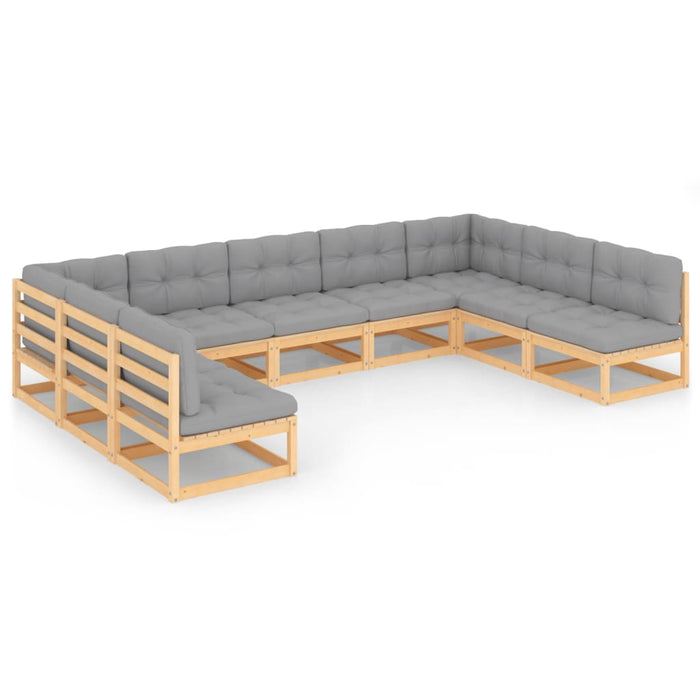 9-tlg. Garten-Lounge-Set mit Kissen Kiefer Massivholz