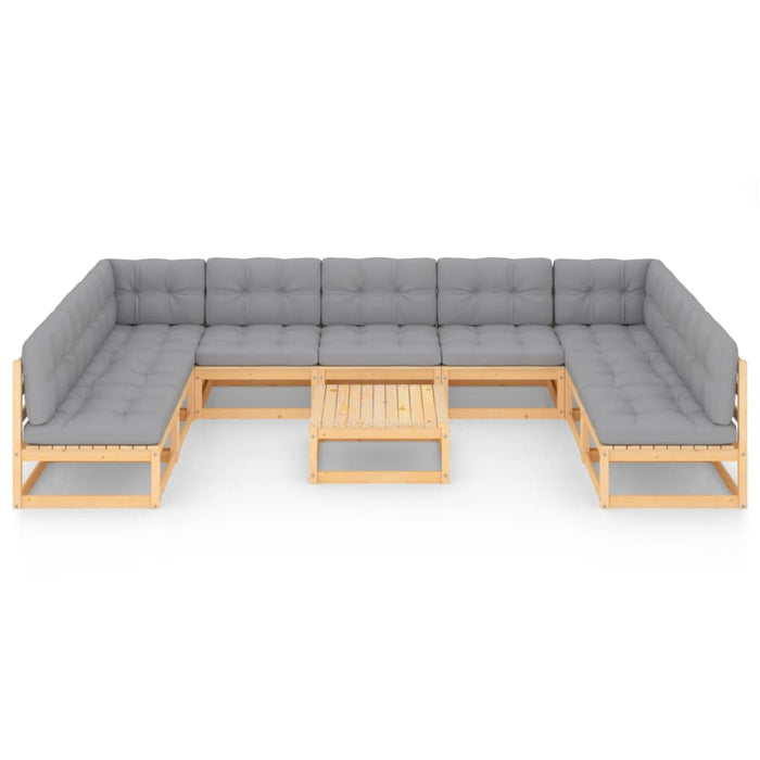 10-tlg. Garten-Lounge-Set mit Kissen Kiefer Massivholz
