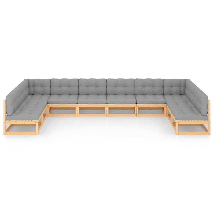 10-tlg. Garten-Lounge-Set mit Kissen Kiefer Massivholz