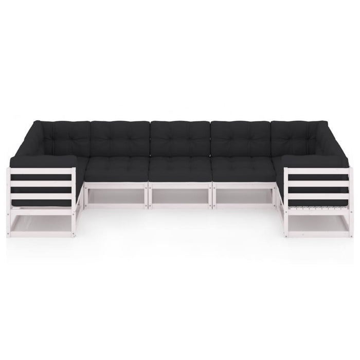 7-tlg. Garten-Lounge-Set mit Kissen Weiß Kiefer Massivholz