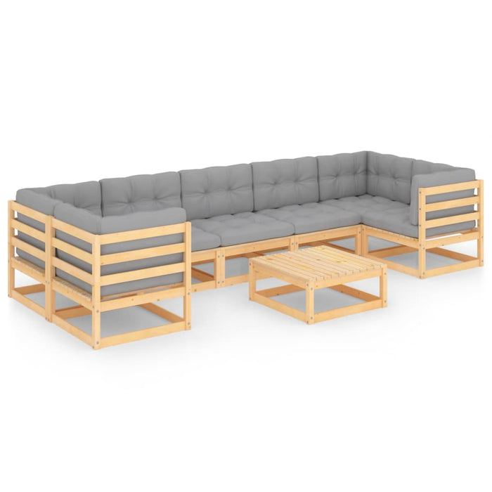 8-tlg. Garten-Lounge-Set mit Kissen Kiefer Massivholz