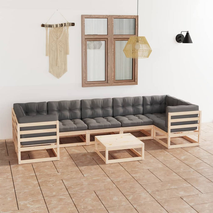 8-tlg. Garten-Lounge-Set mit Kissen Kiefer Massivholz