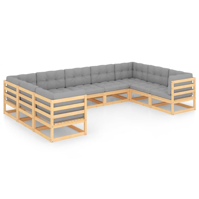 9-tlg. Garten-Lounge-Set mit Kissen Kiefer Massivholz