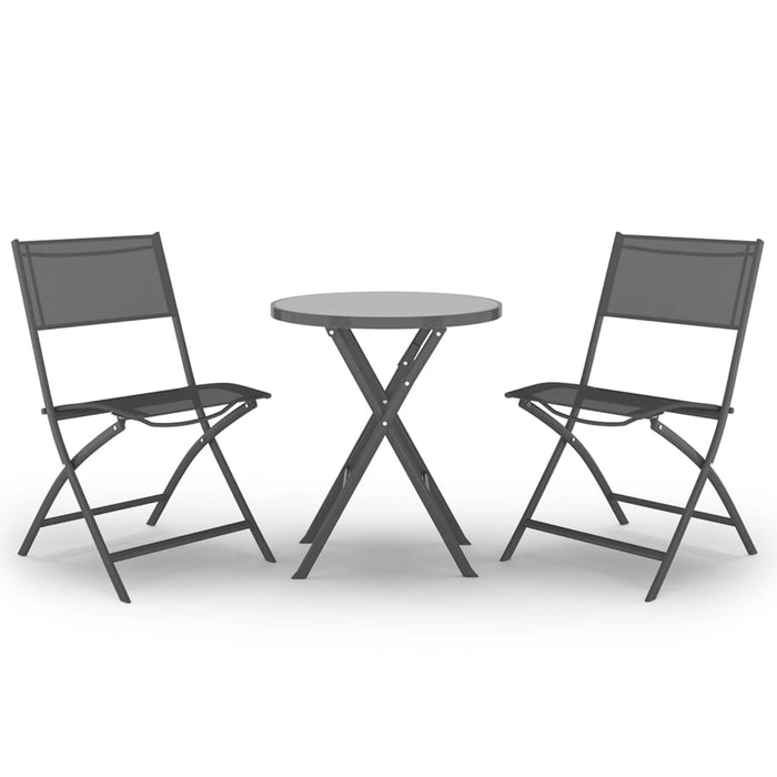 3-tlg. Bistro-Set Klappbar Stahl Grau