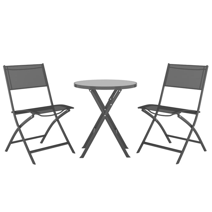 3-tlg. Bistro-Set Klappbar Stahl Grau