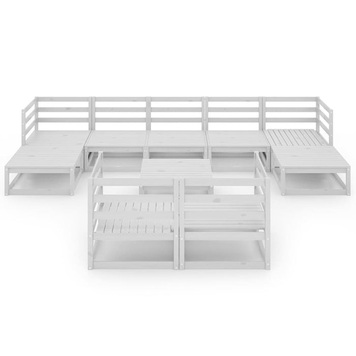 10-tlg. Garten-Lounge-Set Weiß Massivholz Kiefer