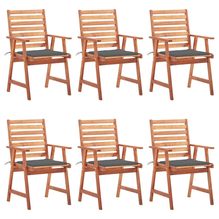 Garten-Essstühle 6 Stk. mit Kissen Massivholz Akazie