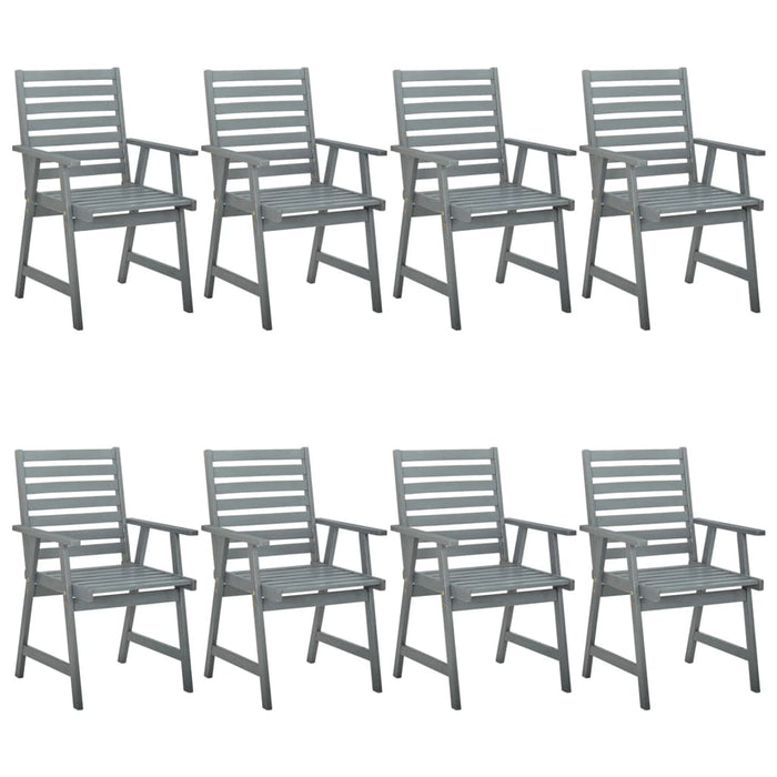 Garten-Essstühle 8 Stk. Grau Massivholz Akazie