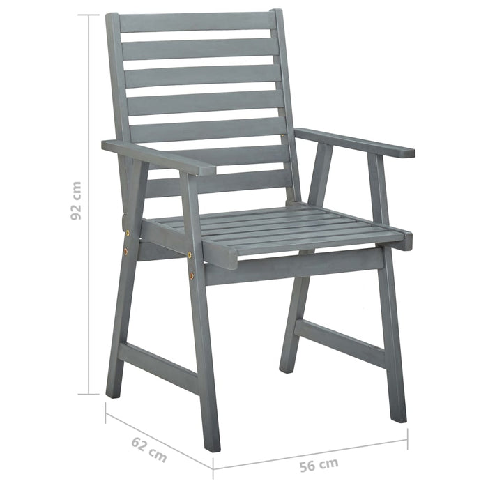 Garten-Essstühle 8 Stk. Grau Massivholz Akazie