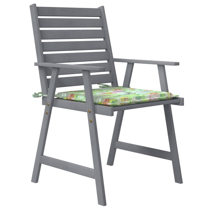 Garden dining chairs with cushions 4 pcs. Solid acacia wood
