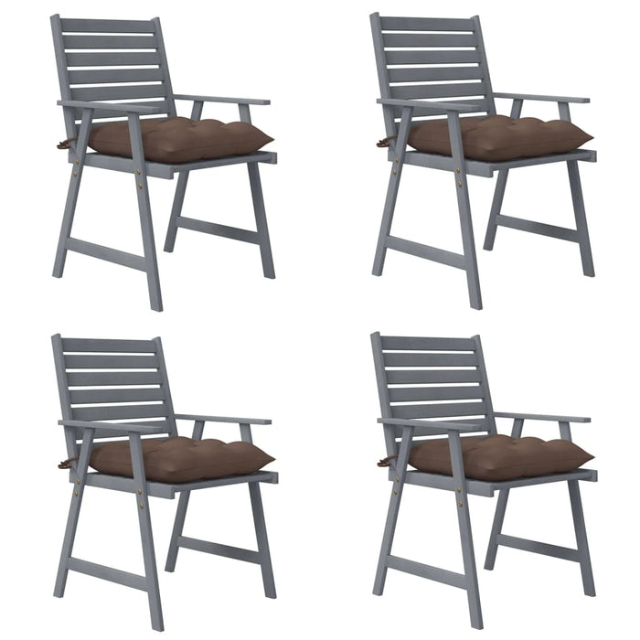 Garden dining chairs with cushions 4 pcs. Solid acacia wood
