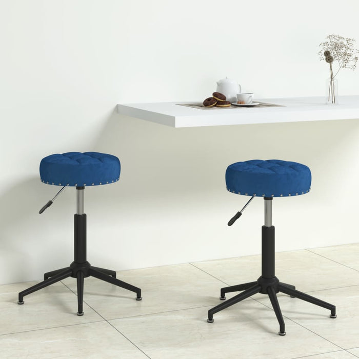 Essstühle 2 Stk. Drehbar Blau Samt