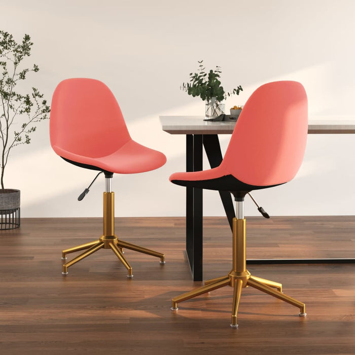 Dining room chairs 2 pcs. Swivel pink velvet