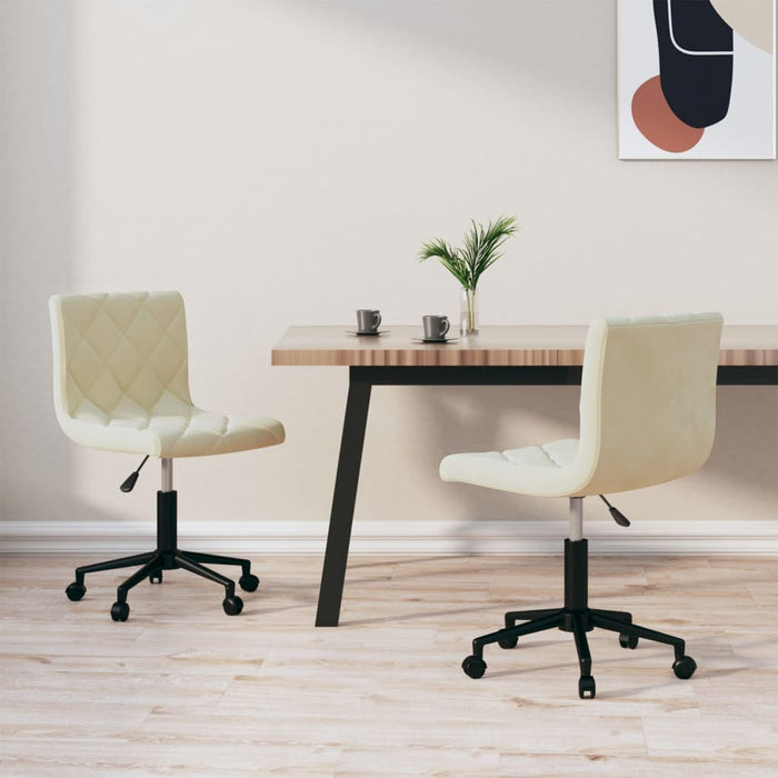 Esszimmerstühle 2 Stk. Drehbar Creme Samt