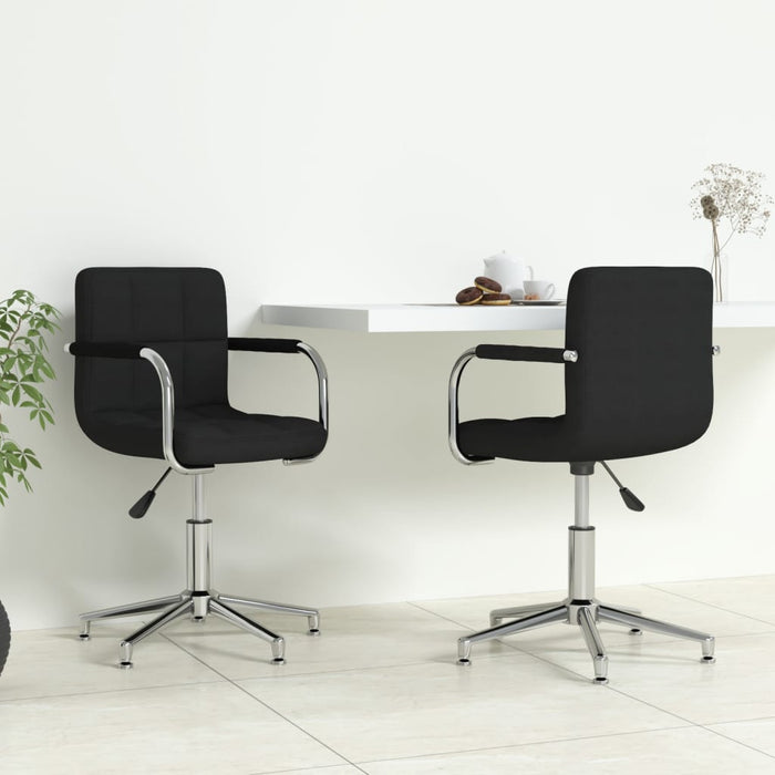 Drehbare Esszimmerstühle 2 Stk. Schwarz Stoff