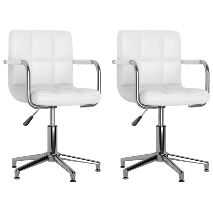 Dining room chairs 2 pieces swivel white faux leather