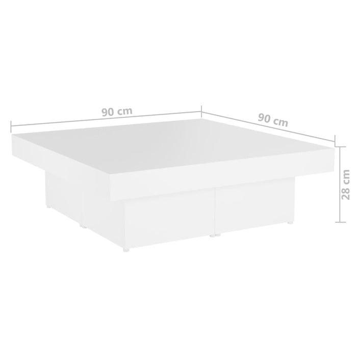 Couchtisch Weiß 90x90x28 cm Holzwerkstoff