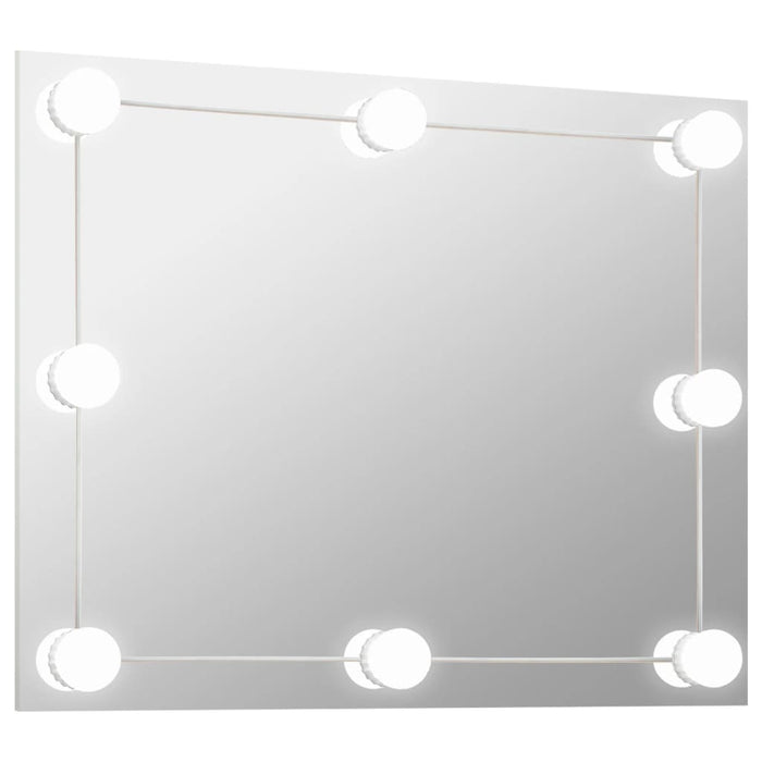 Wandspiegel ohne Rahmen mit LED-Beleuchtung Rechteckig Glas