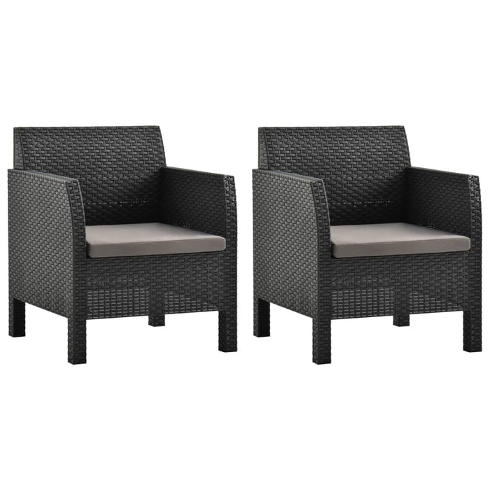 Garden chairs with cushions 2 pcs. PP rattan anthracite