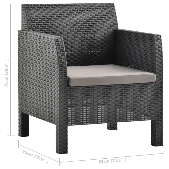 Garden chairs with cushions 2 pcs. PP rattan anthracite