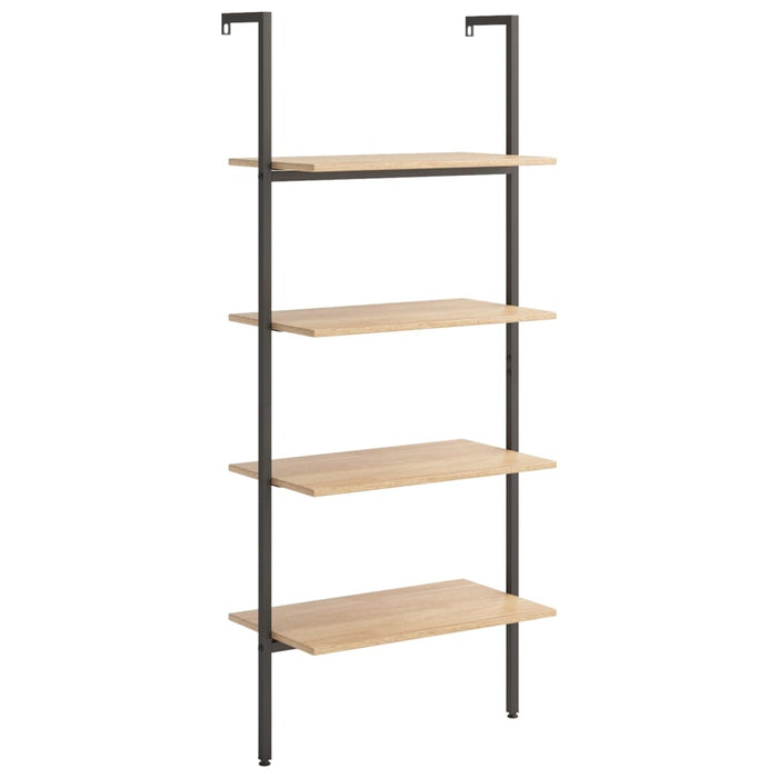 Leaning shelf with 4 shelves light brown and black 64x35x152.5 cm