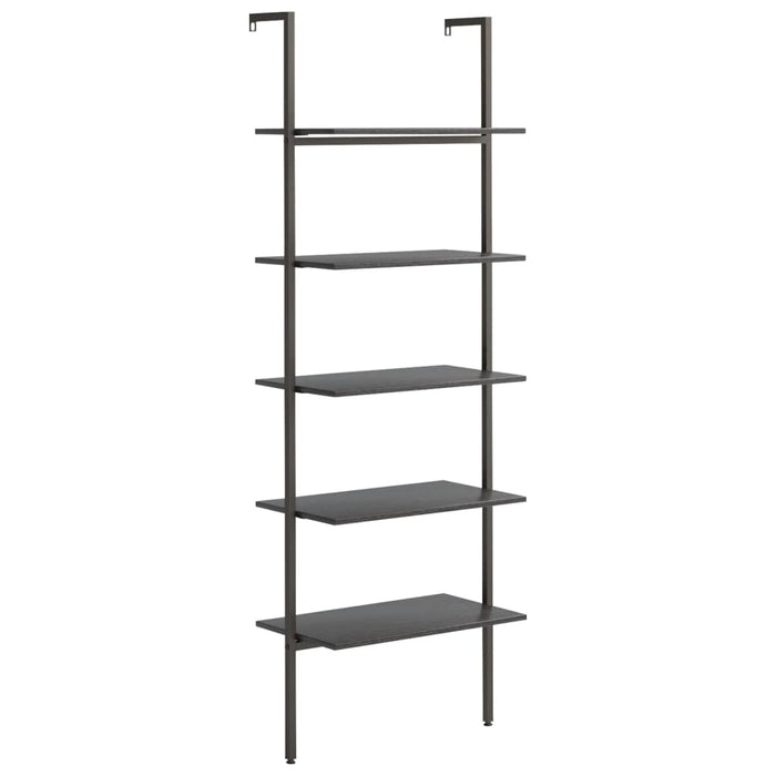 Leaning shelf with 5 shelves black 64x35x185 cm