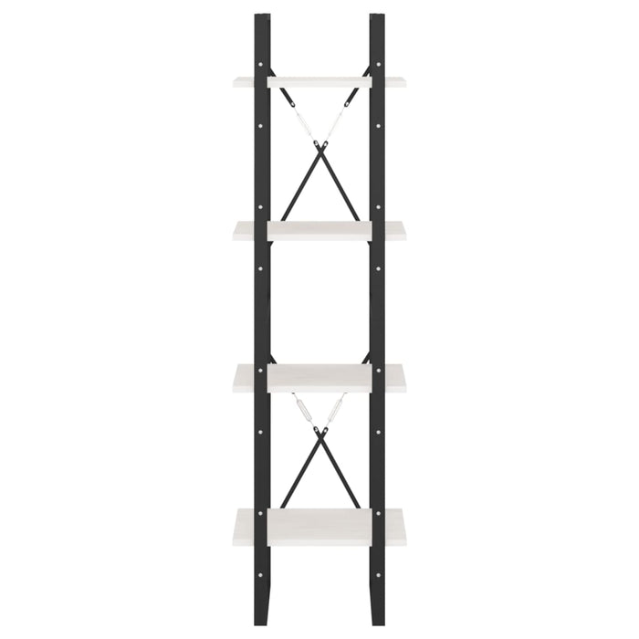 Bücherregal 4 Fächer Weiß 40x30x140 cm Kiefer Massivholz