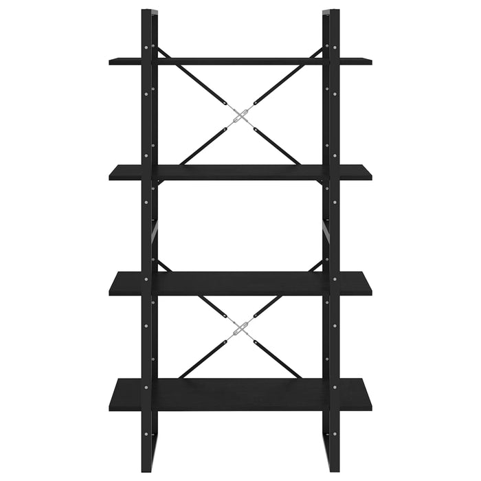 Bücherregal 4 Fächer Schwarz 80x30x140 cm Kiefer Massivholz