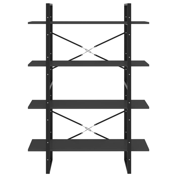 Bücherregal 4 Fächer Grau 100x30x140 cm Holzwerkstoff