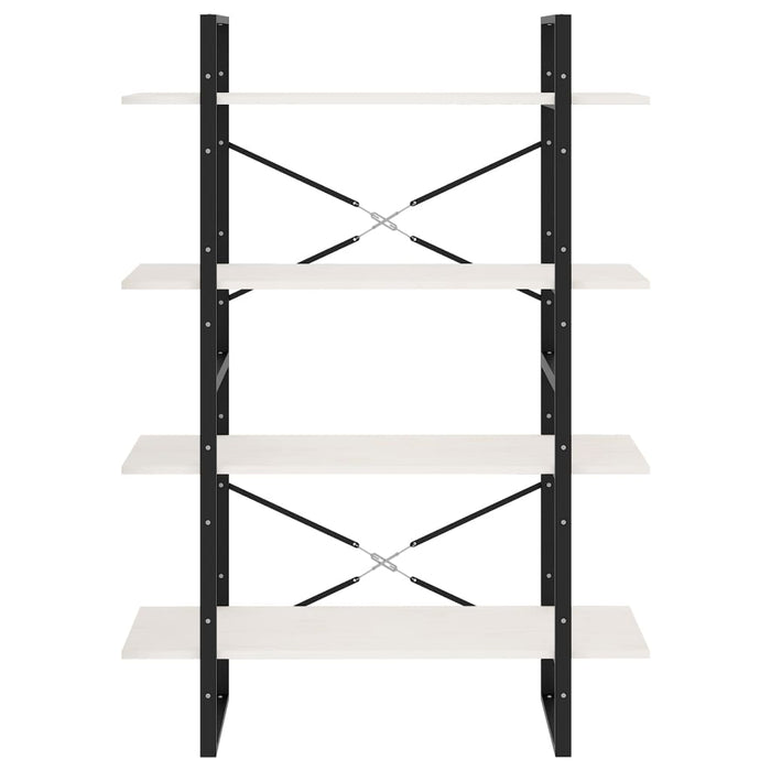 Bücherregal 4 Fächer Weiß 100x30x140 cm Kiefer Massivholz