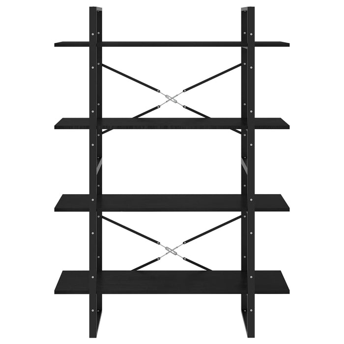 Bücherregal 4 Fächer Schwarz 100x30x140 cm Kiefer Massivholz