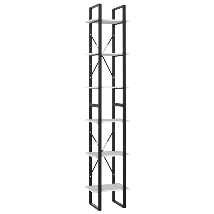 Bücherregal 6 Fächer Weiß 40x30x210 cm Holzwerkstoff