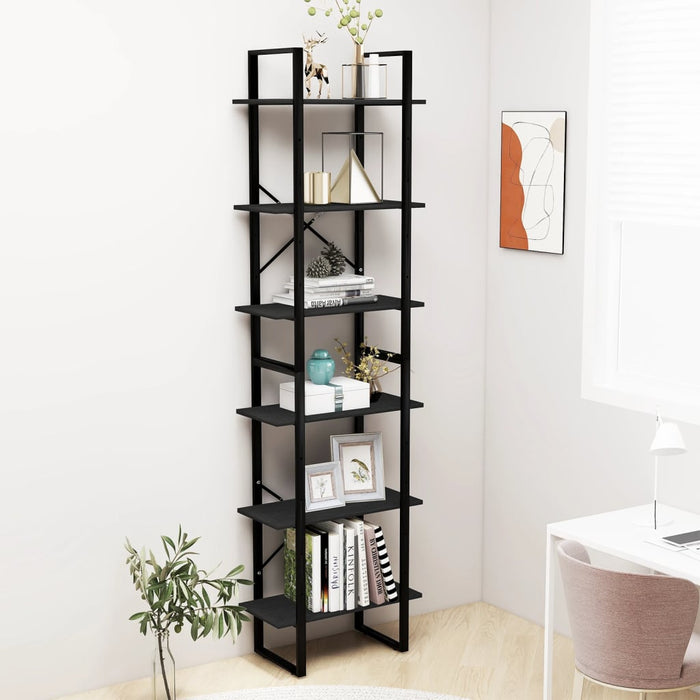 Lagerregal Schwarz 60x30x210 cm Massivholz Kiefer