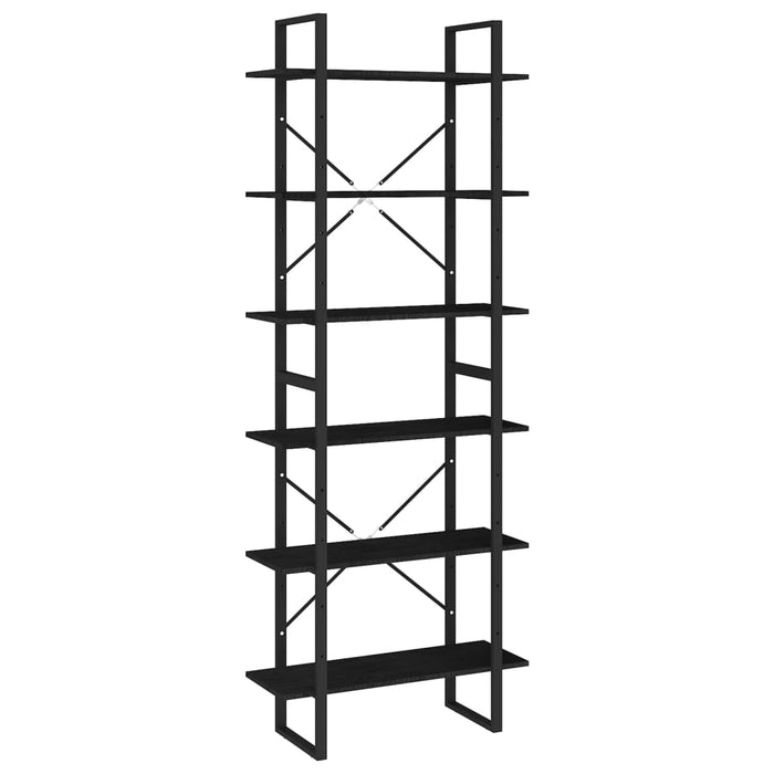 Hochschrank Schwarz 80x30x210 cm Massivholz Kiefer