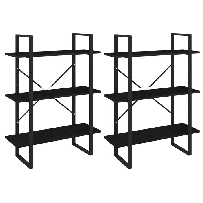 Hochschrank Schwarz 80x30x210 cm Massivholz Kiefer