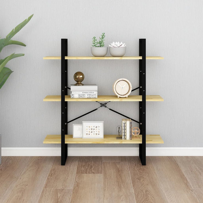 Bookcase 3 compartments 100x30x105 cm solid pine wood