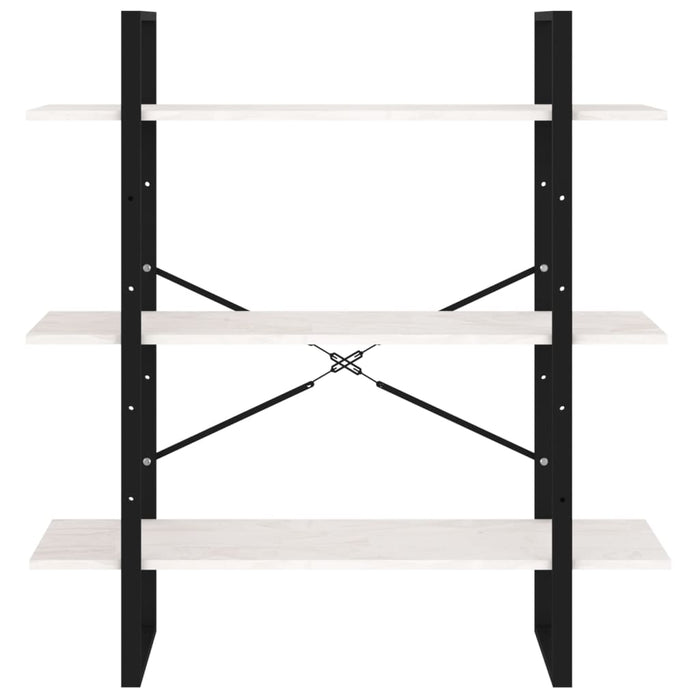 Bücherregal 3 Fächer Weiß 100x30x105 cm Massivholz Kiefer