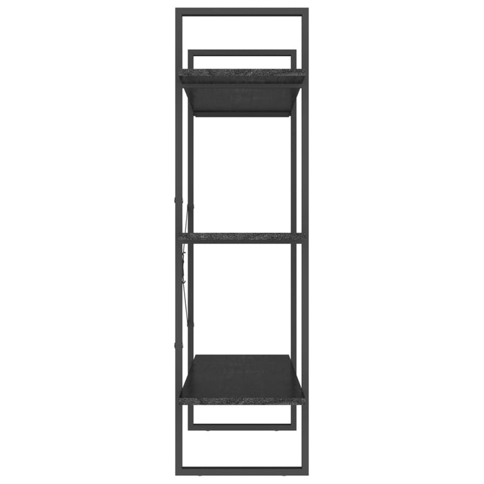 Bücherregal 3 Fächer Schwarz 100x30x105 cm Massivholz Kiefer