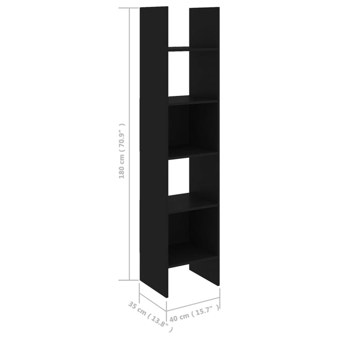 4 pcs. Bookcase set black wood material