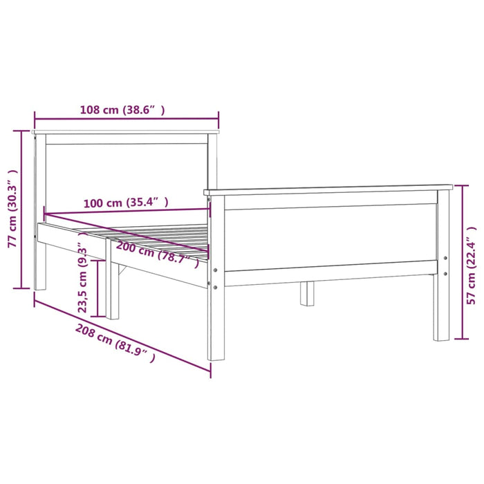 Massivholzbett Kiefer 100x200 cm