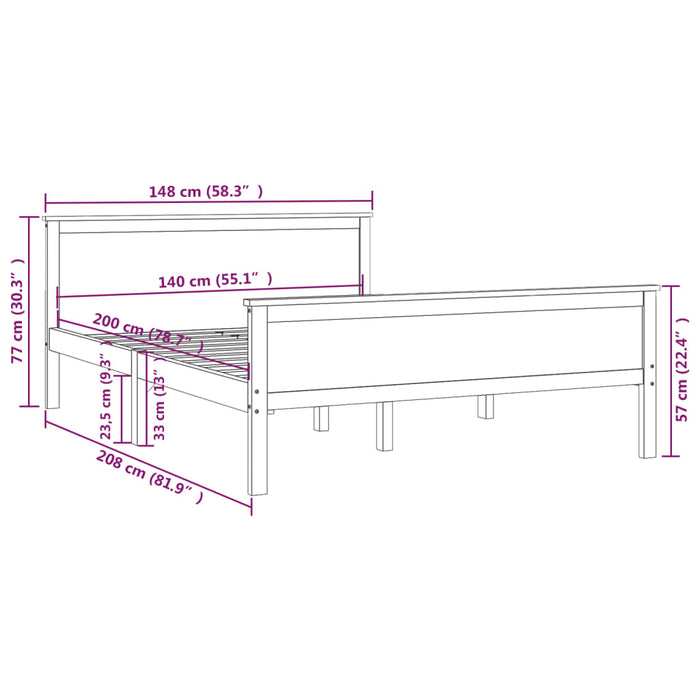 Massivholzbett Honigbraun Kiefernholz 140x200 cm
