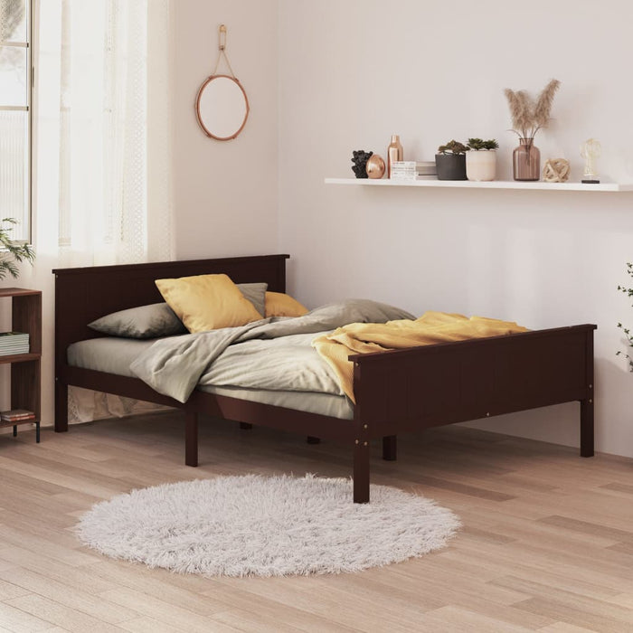 Solid wood bed dark brown pine 160x200 cm