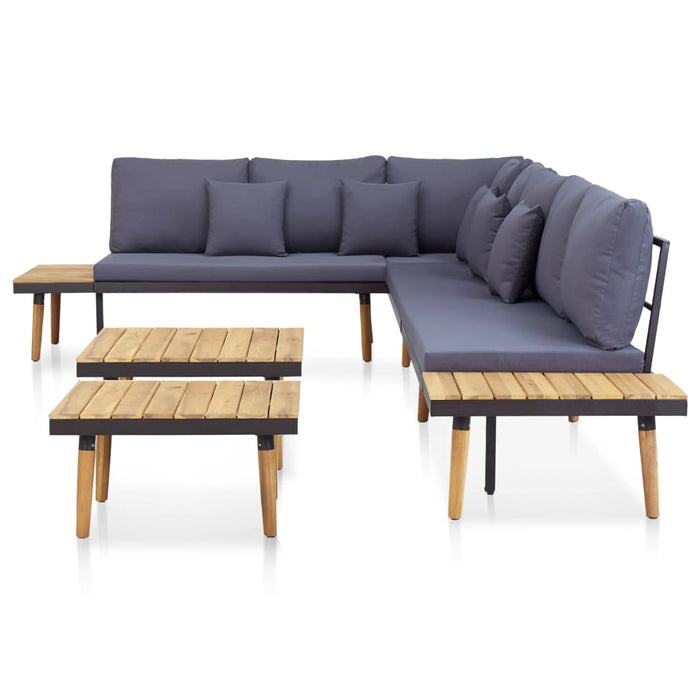 Garden lounge set 7 seater with cushions in solid acacia wood