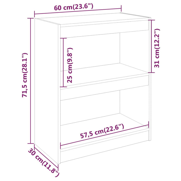 Bücherregal/Raumteiler 60x30x71,5 cm Massivholz Kiefer