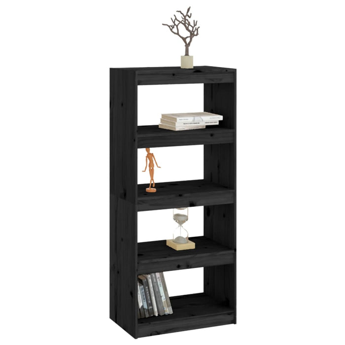 Bookcase room divider black 60x30x135.5 cm solid pine wood