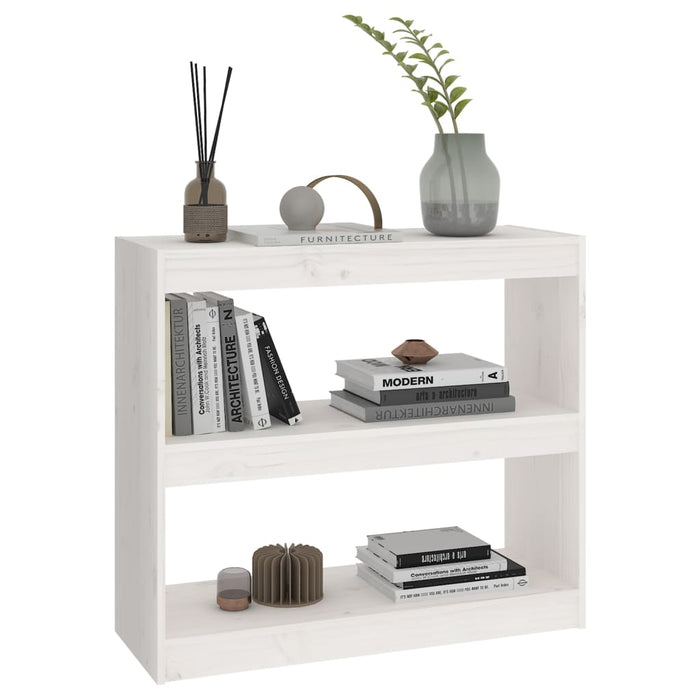 Bücherregal Raumteiler Weiß 80x30x71,5 cm Massivholz Kiefer