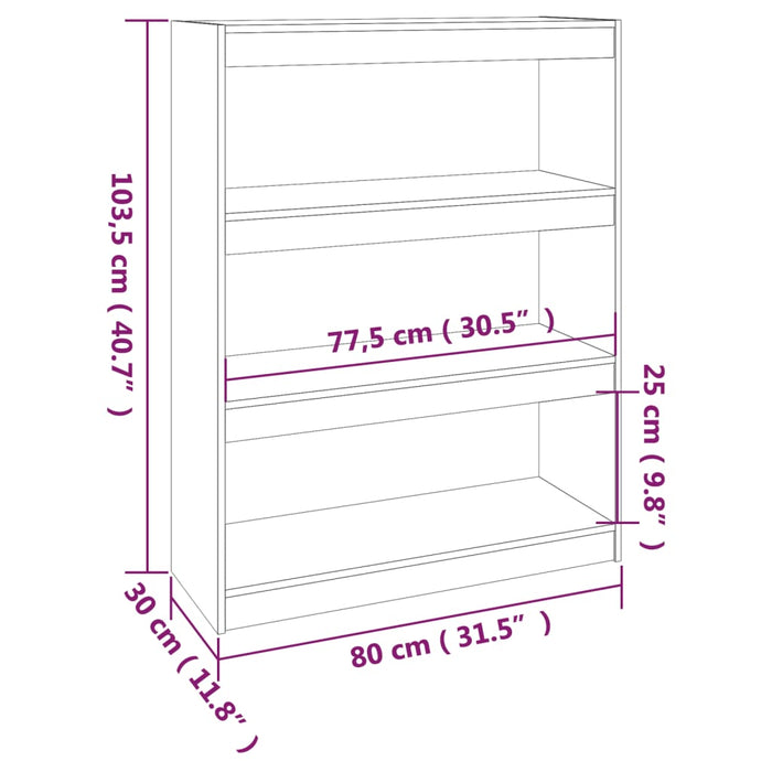 Bookcase room divider 80x30x103.5 cm solid pine wood