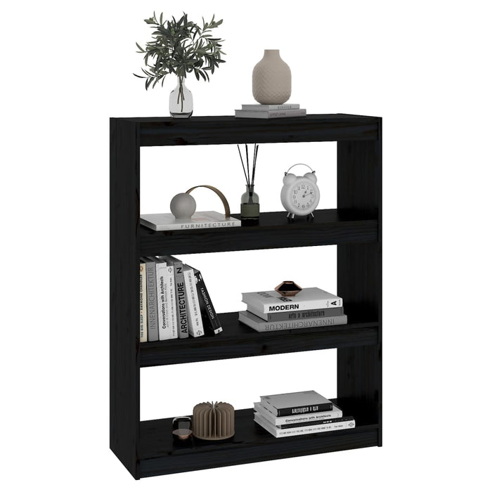 Bookcase room divider black 80x30x103.5 cm solid pine wood