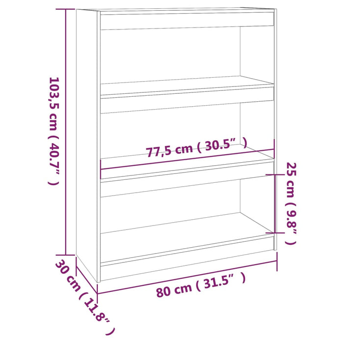 Bookcase room divider black 80x30x103.5 cm solid pine wood